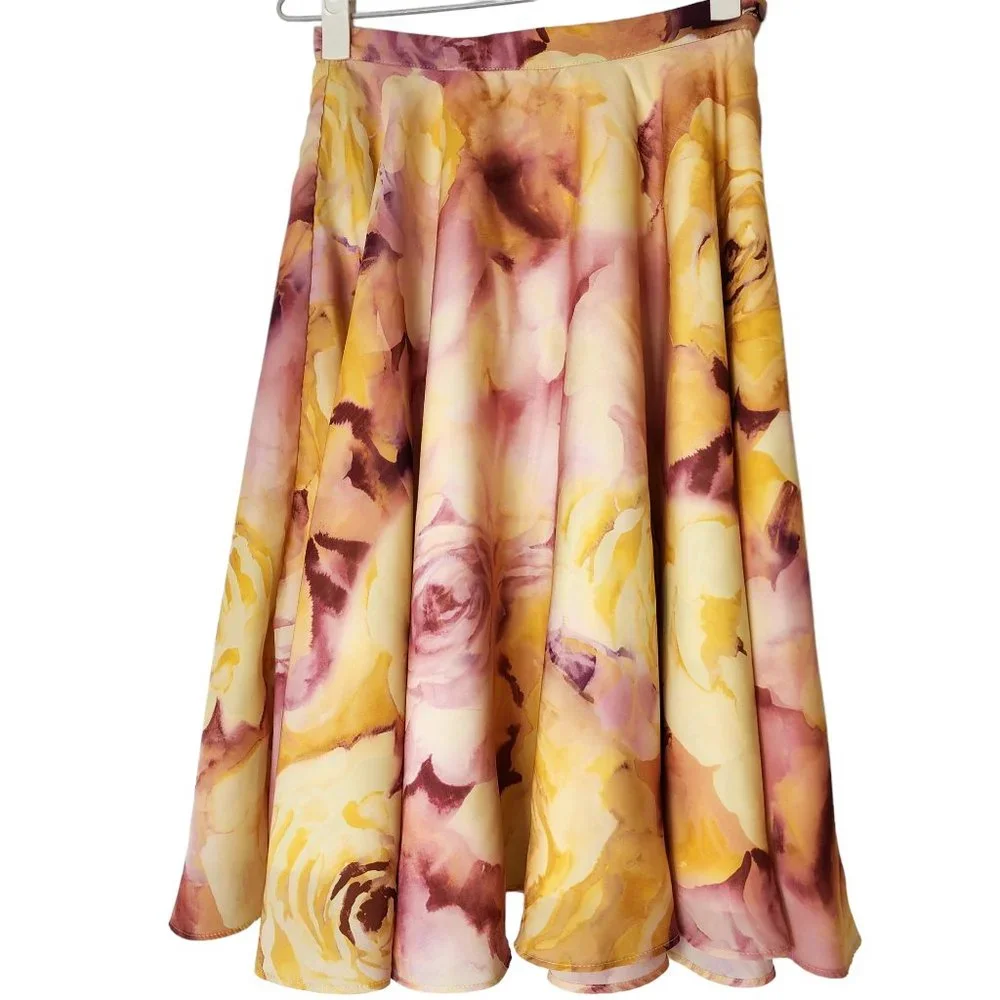 Fervour skirt full flare yellow and faded pink  size 8/10 - Picture 2 of 7